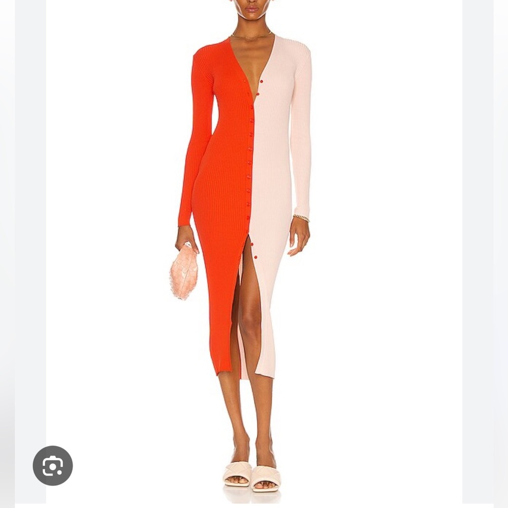 Staud Shoko Sweater Dress in Orange & Pink